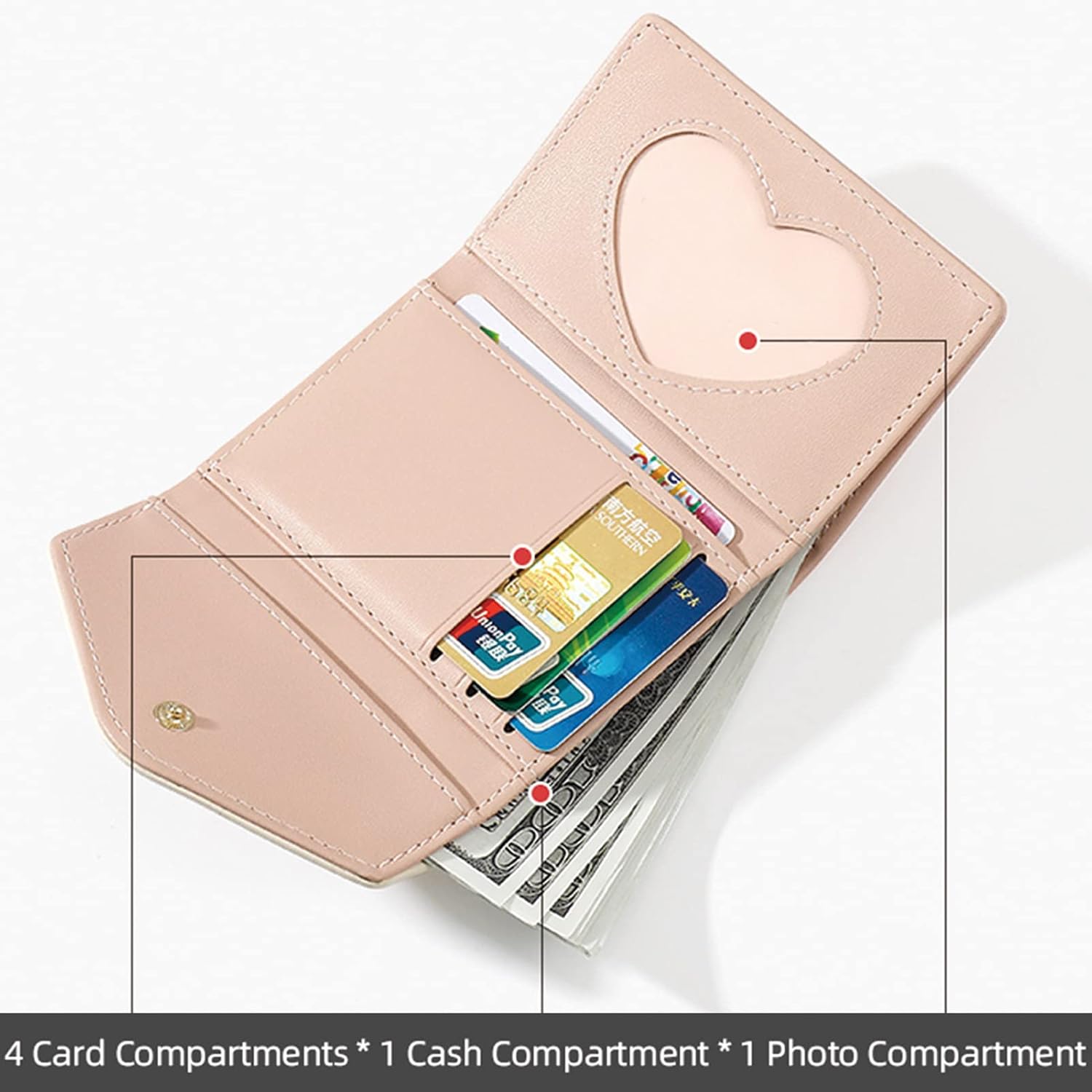 Portafoglio da donna/ragazza con grazioso motivo floreale, a tre ante, in pelle PU, sottile e corto, piccolo porta carte di credito/debito a tre ante.