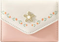 Portafoglio da donna/ragazza con grazioso motivo floreale, a tre ante, in pelle PU, sottile e corto, piccolo porta carte di credito/debito a tre ante.