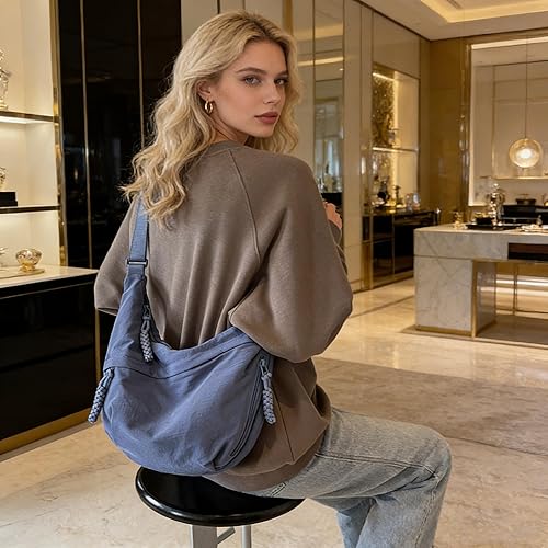 Borse a tracolla da donna, borsa a mezza luna casual da spalla, borsa a sacchetto capiente per viaggi all'aperto