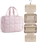 Beauty case da viaggio per donna, borsa da viaggio da appendere per articoli da toilette, organizer per cosmetici e trucchi, accessori essenziali per il bagaglio a mano.
