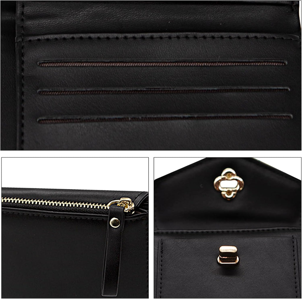 Portafoglio da donna in pelle a due ante, grazioso portafoglio piccolo e lussuoso, porta carte di credito con cerniera e tasca portamonete.